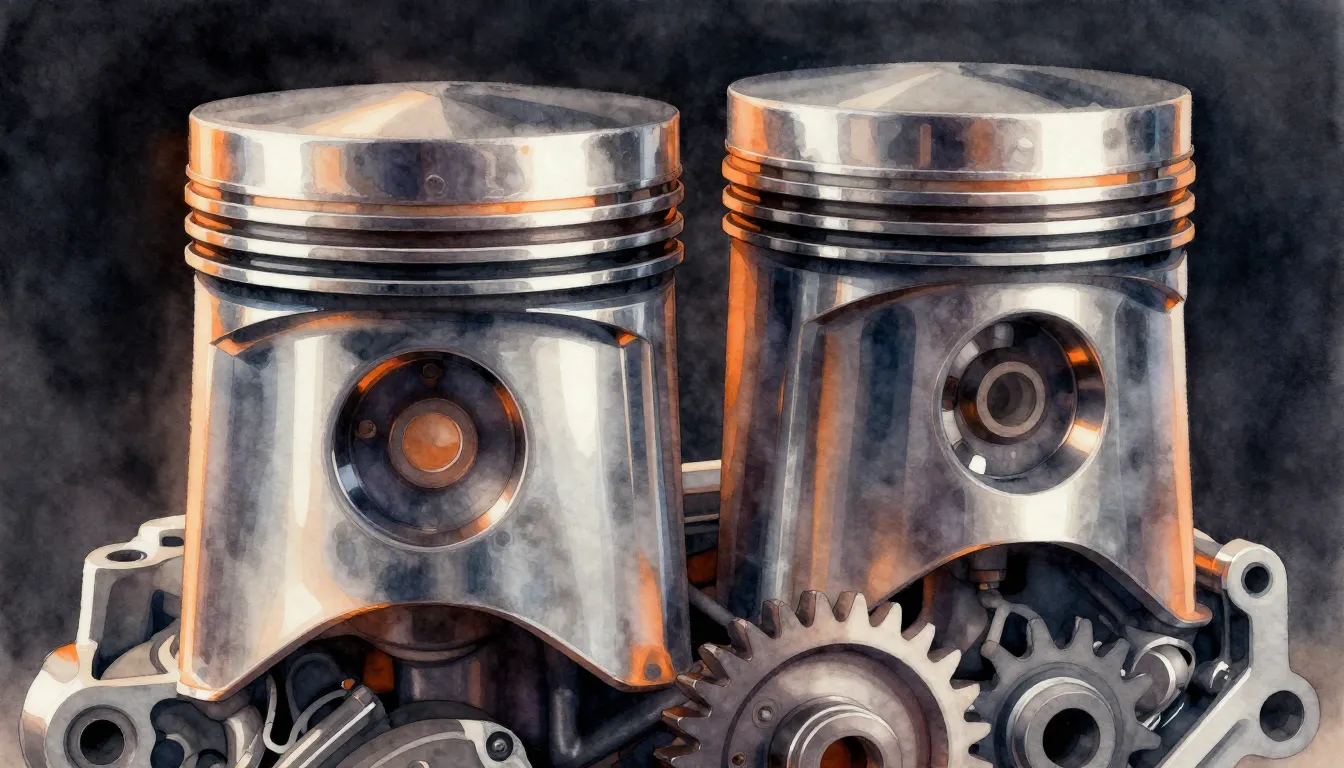 Watercolor style. Close-up of a shiny metallic car engine pi...