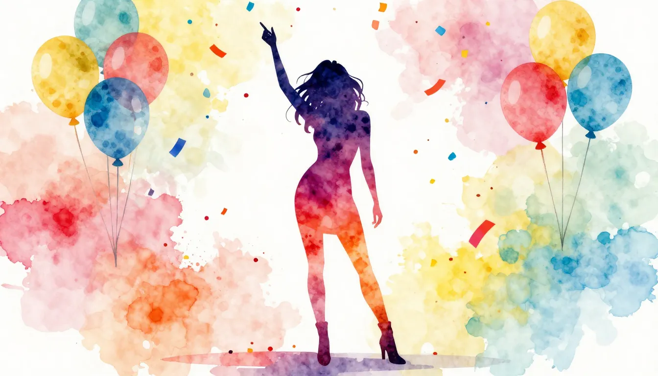 Vibrant watercolor style. Pop, upbeat, celebratory, festive,...