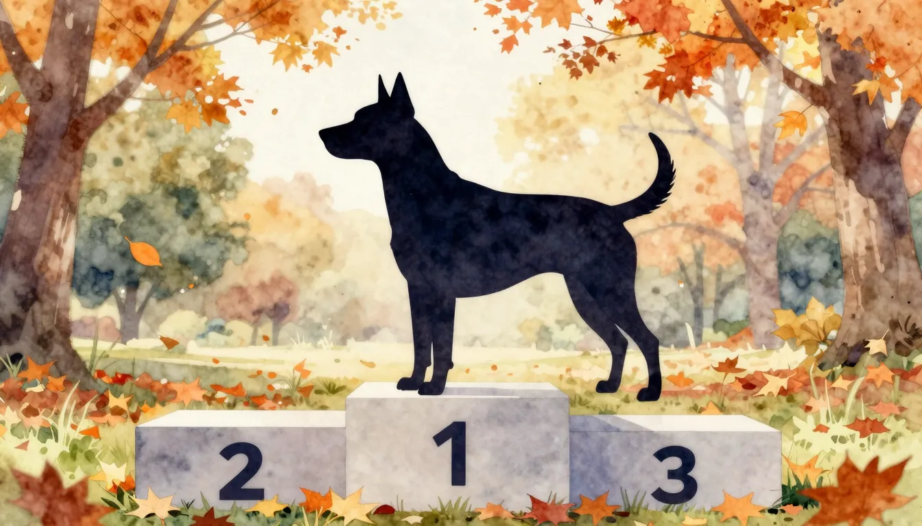 Watercolor style. A stylized silhouette of a dog standing on...