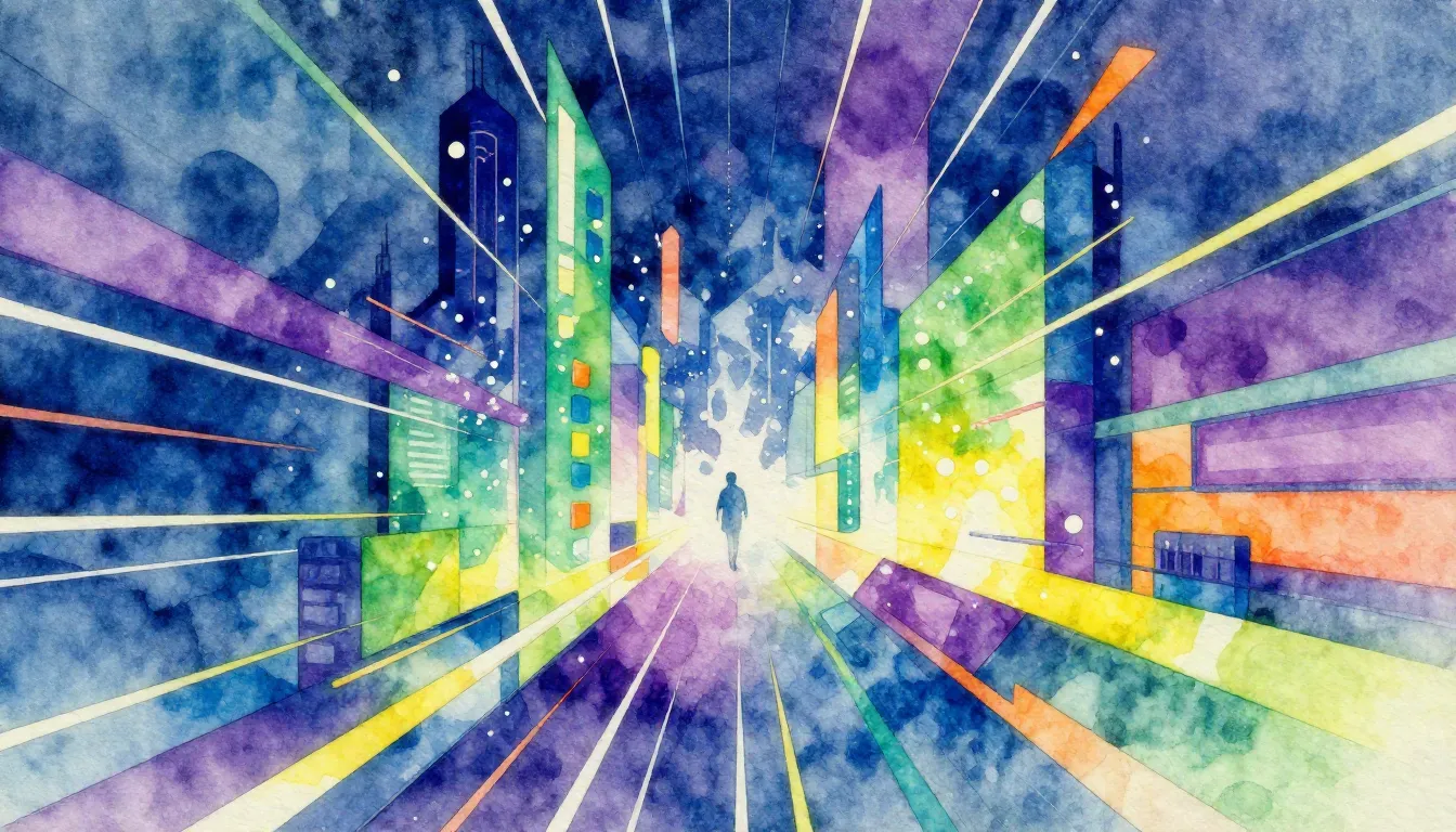 Vibrant watercolor style. Techno album cover: Abstract, vibr...