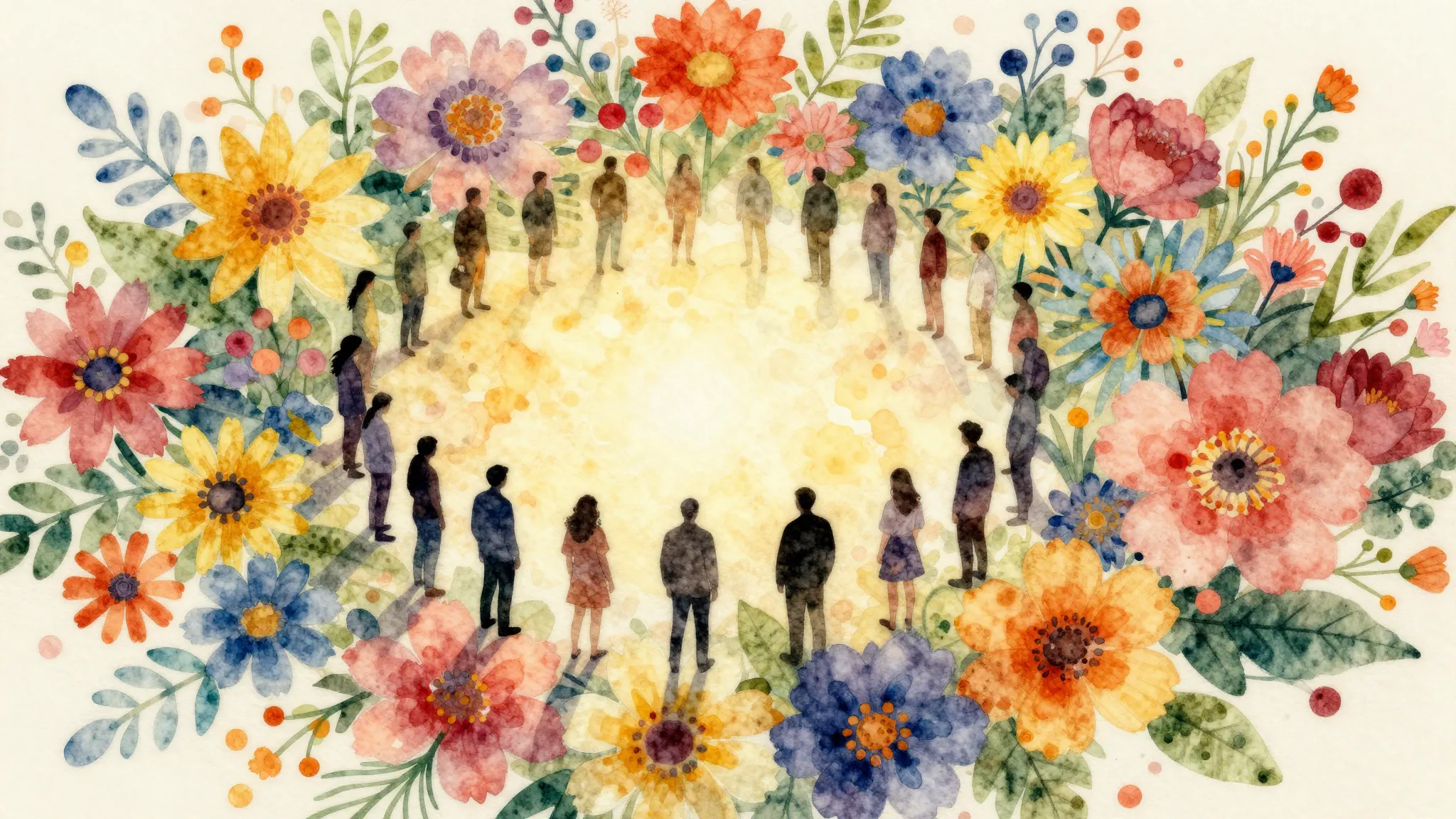 Watercolor style. Abstract composition of diverse colorful f...