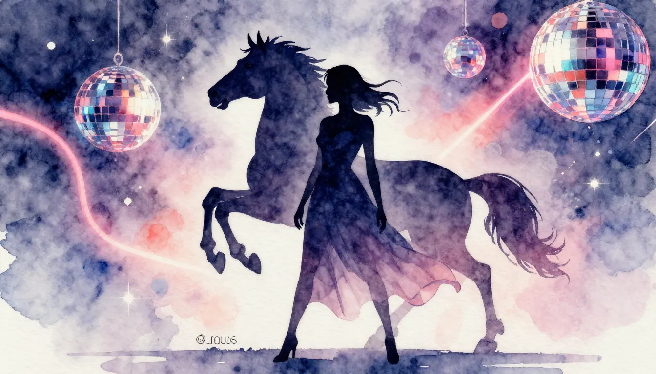 Watercolor style. Silhouette of a woman in a flowing dress s...