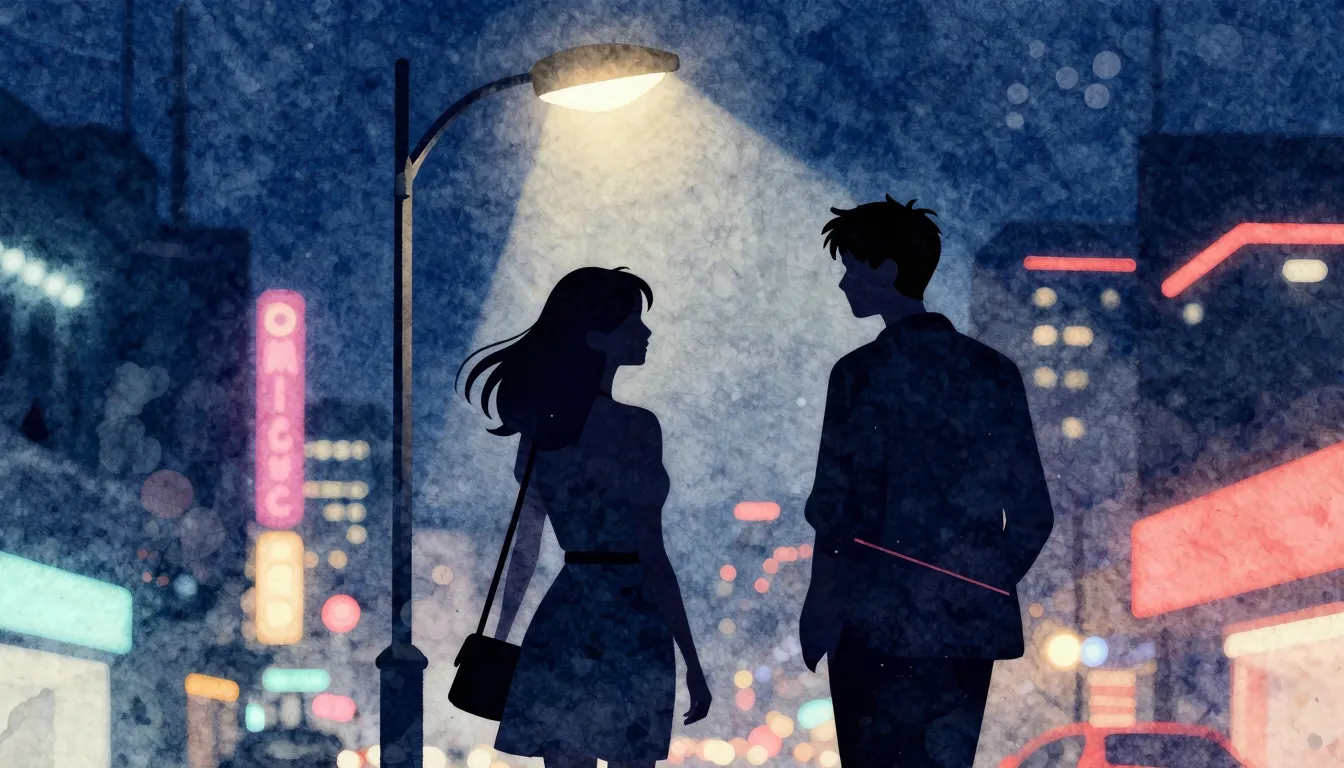 Watercolor style. Silhouette of a stylish woman and a man me...