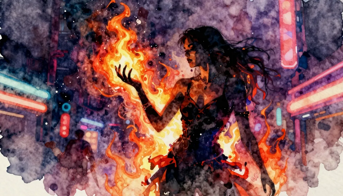 Vibrant watercolor style. Rap album cover. Abstract, dark, f...