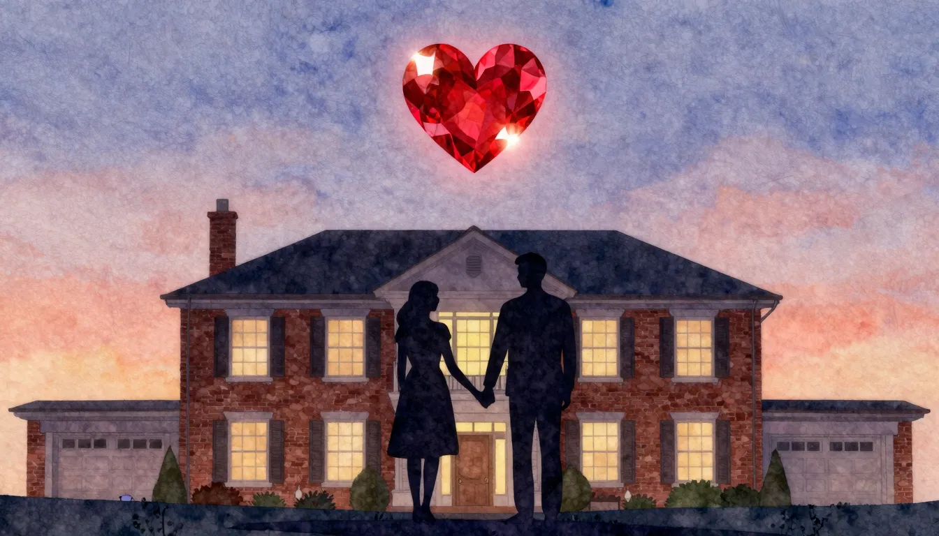 Watercolor style. A silhouette of a couple holding hands in ...