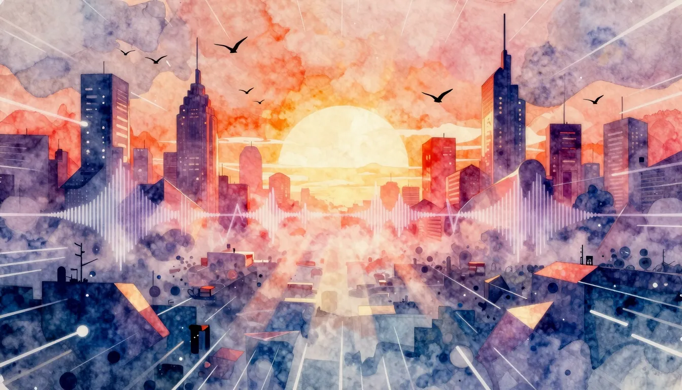 Vibrant watercolor style. Techno album cover. Abstract, vibr...