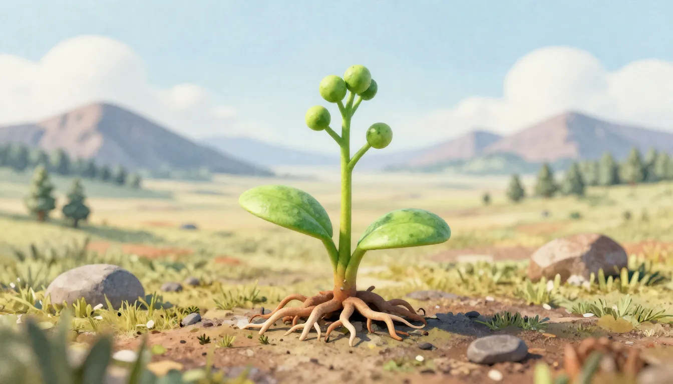 Watercolor style. A small green plant with tiny bulbils spro...