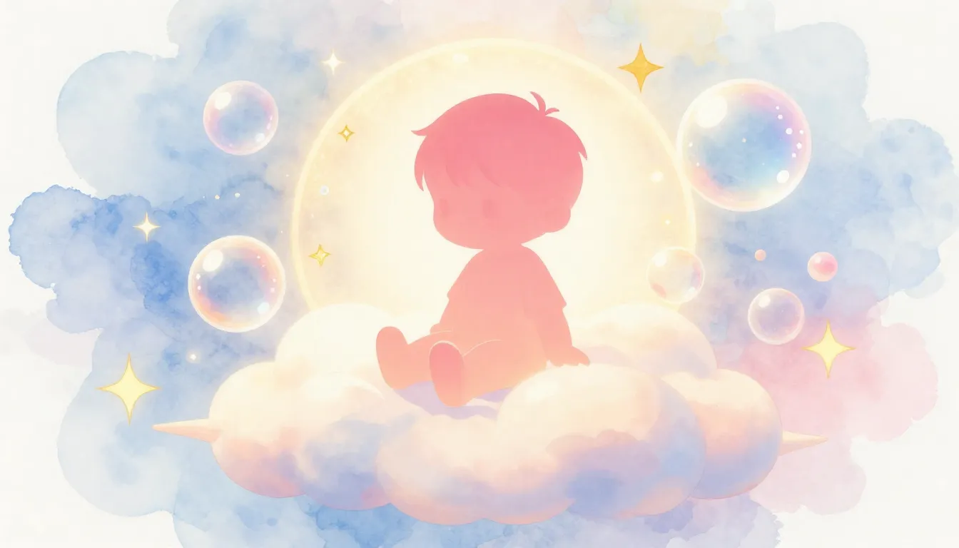 Watercolor style. A cute silhouette of a toddler sitting on ...