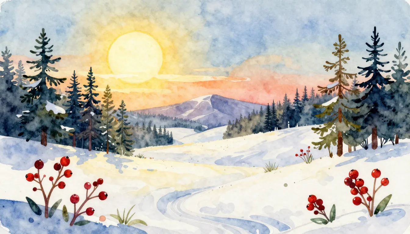 Vibrant watercolor style. Folk song album cover, northern na...