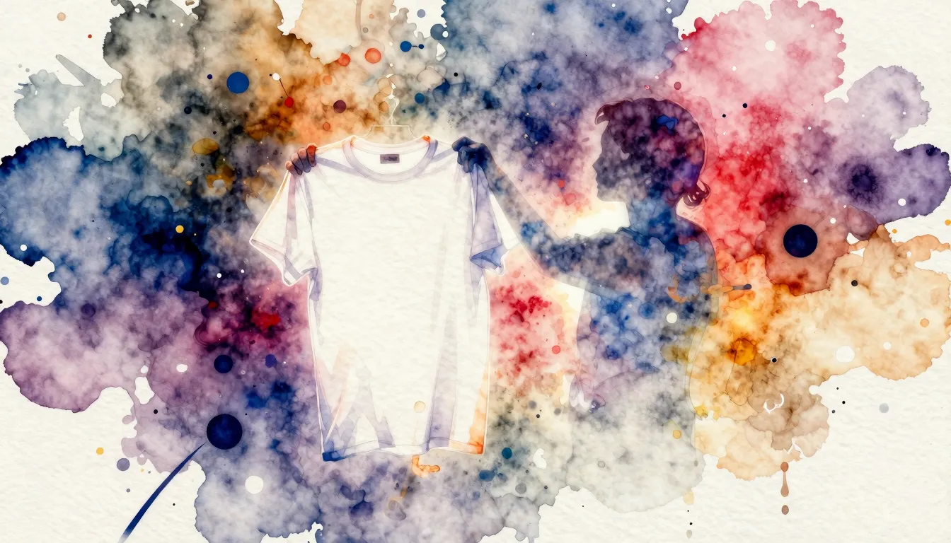 Watercolor style. A glowing silhouette of a person holding a...