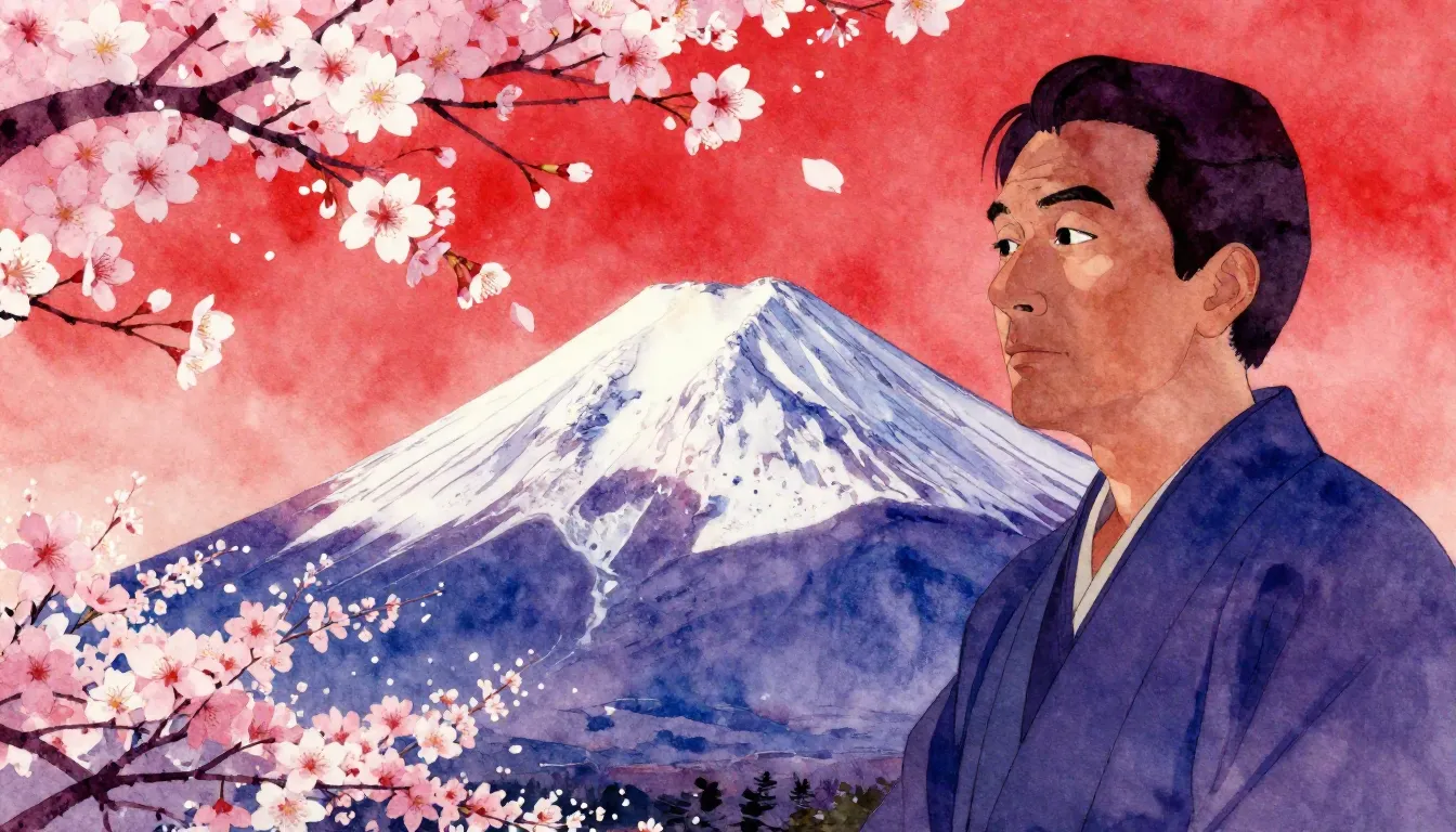 Vibrant watercolor style. Rock opera album cover. Japanese c...