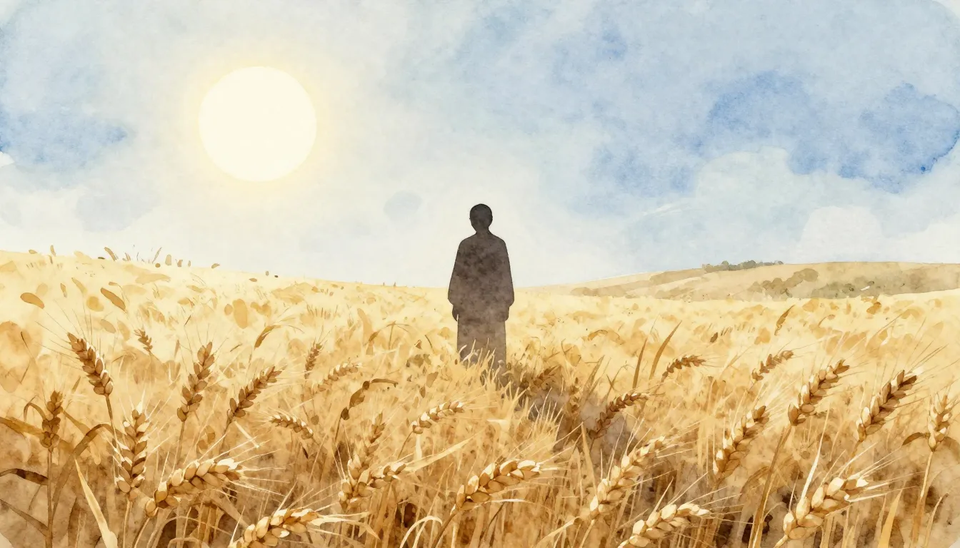 Watercolor style. Silhouette of a figure standing in a vast ...