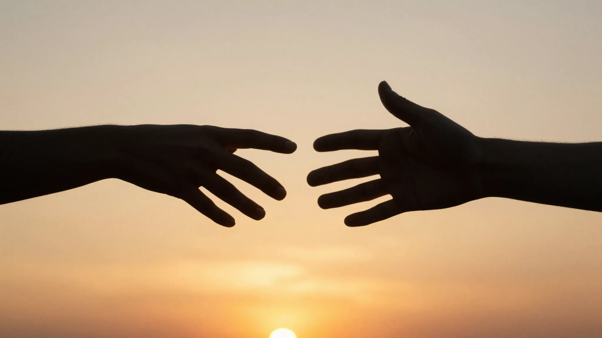 Watercolor style. Silhouette of two hands reaching for each ...