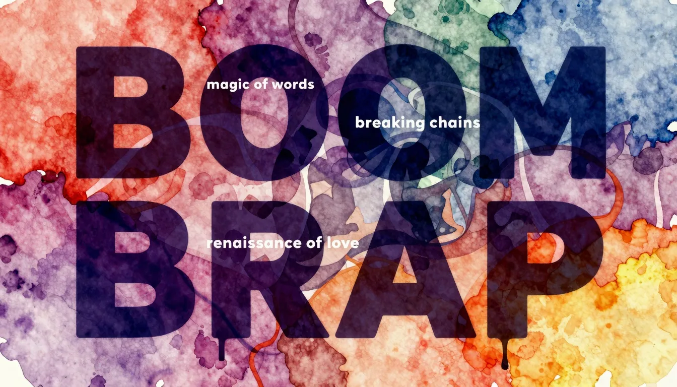 Vibrant watercolor style. Boom Bap Rap album cover. Abstract...
