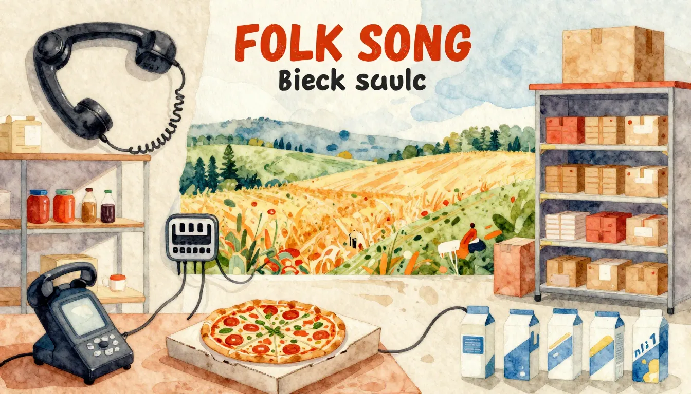 Vibrant watercolor style. Folk song album cover. A stylized,...