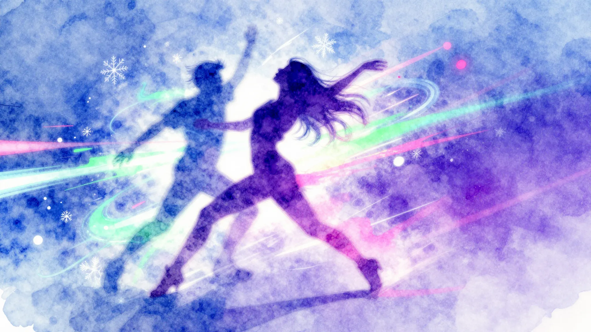 Vibrant watercolor style. Dynamic dance music album cover. A...