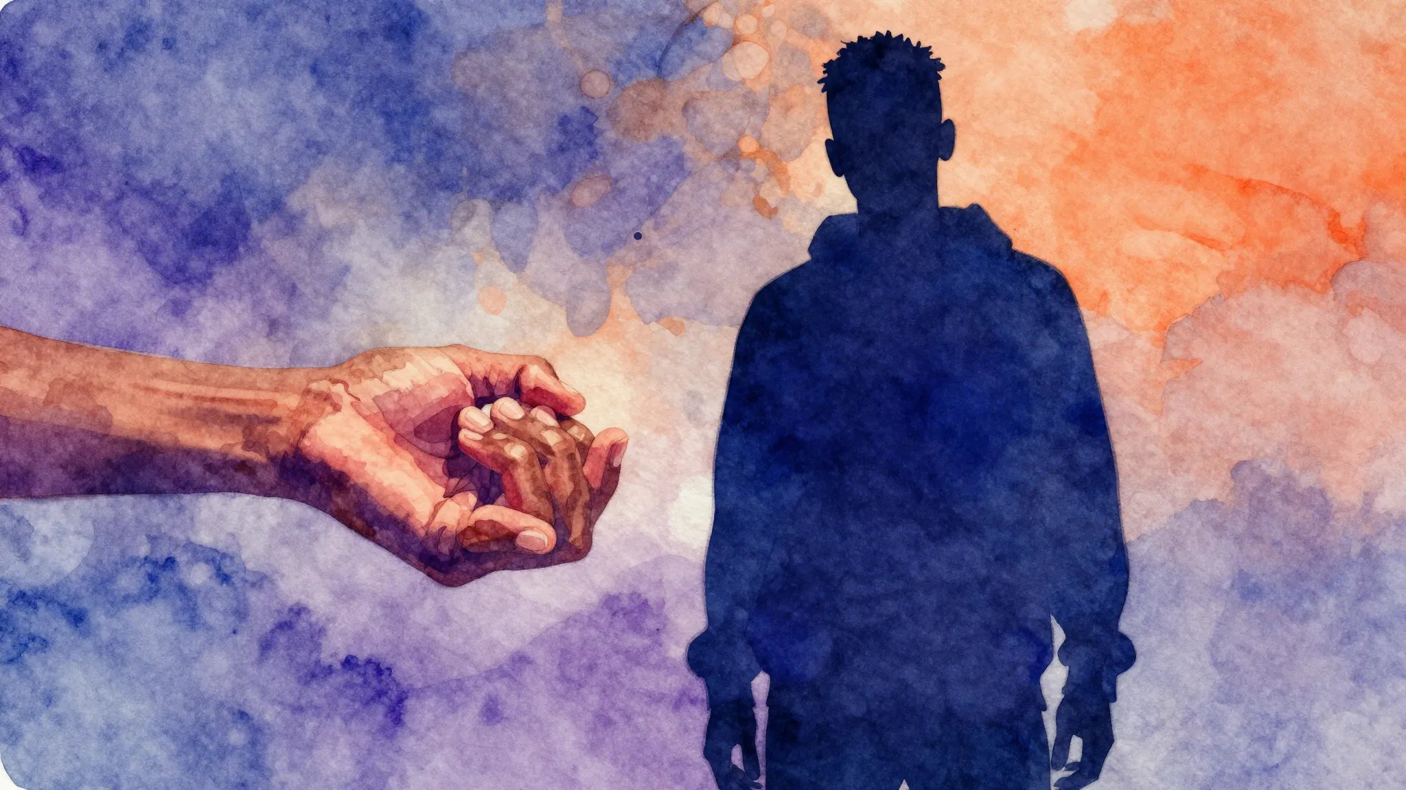 Vibrant watercolor style. Hip-hop album cover. A silhouette ...