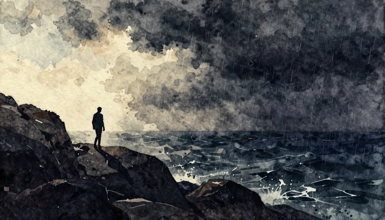 Vibrant watercolor style. Dark rock album cover. Contrast of...