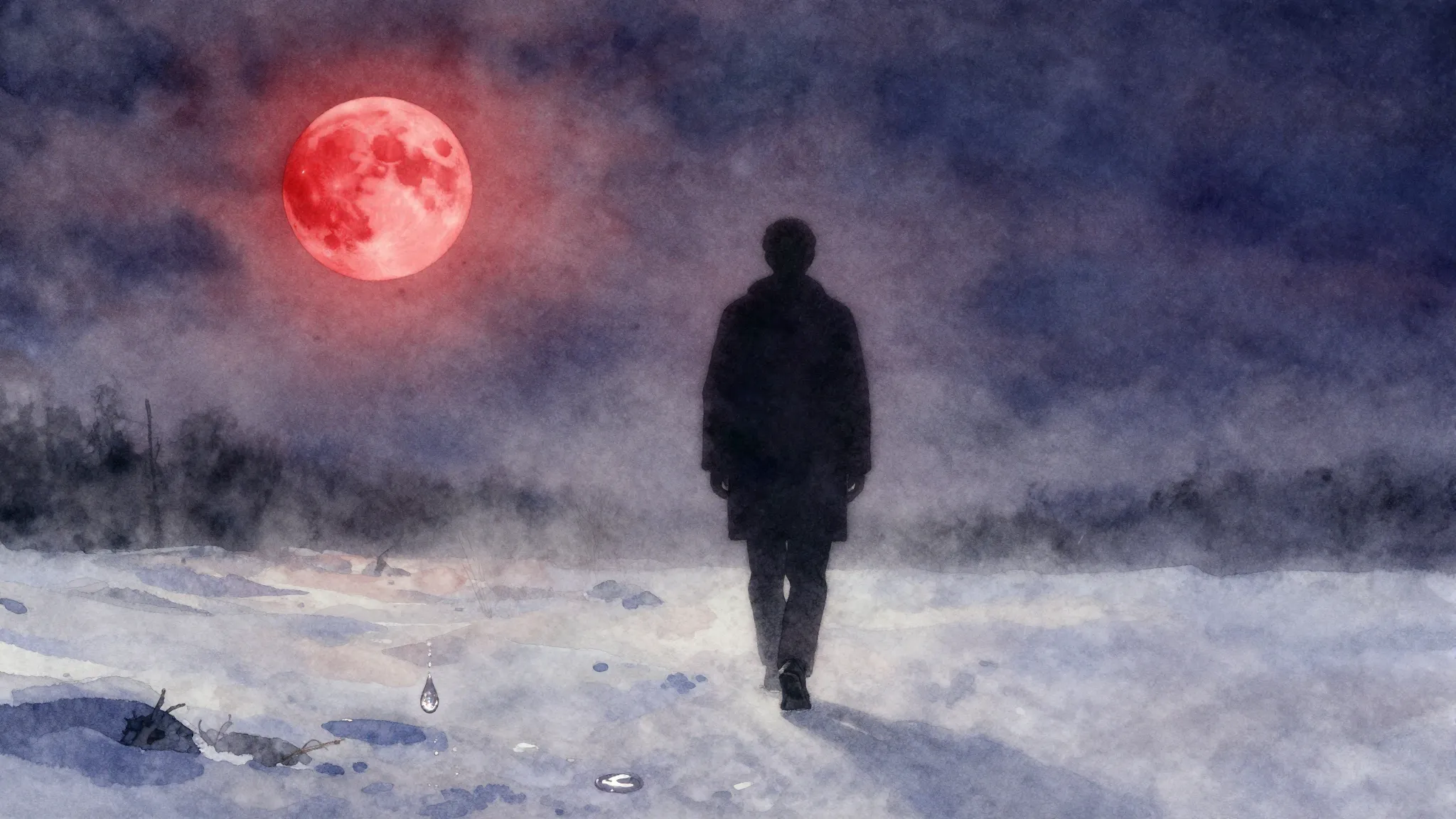 Vibrant watercolor style. Rock ballad album cover, dark and ...