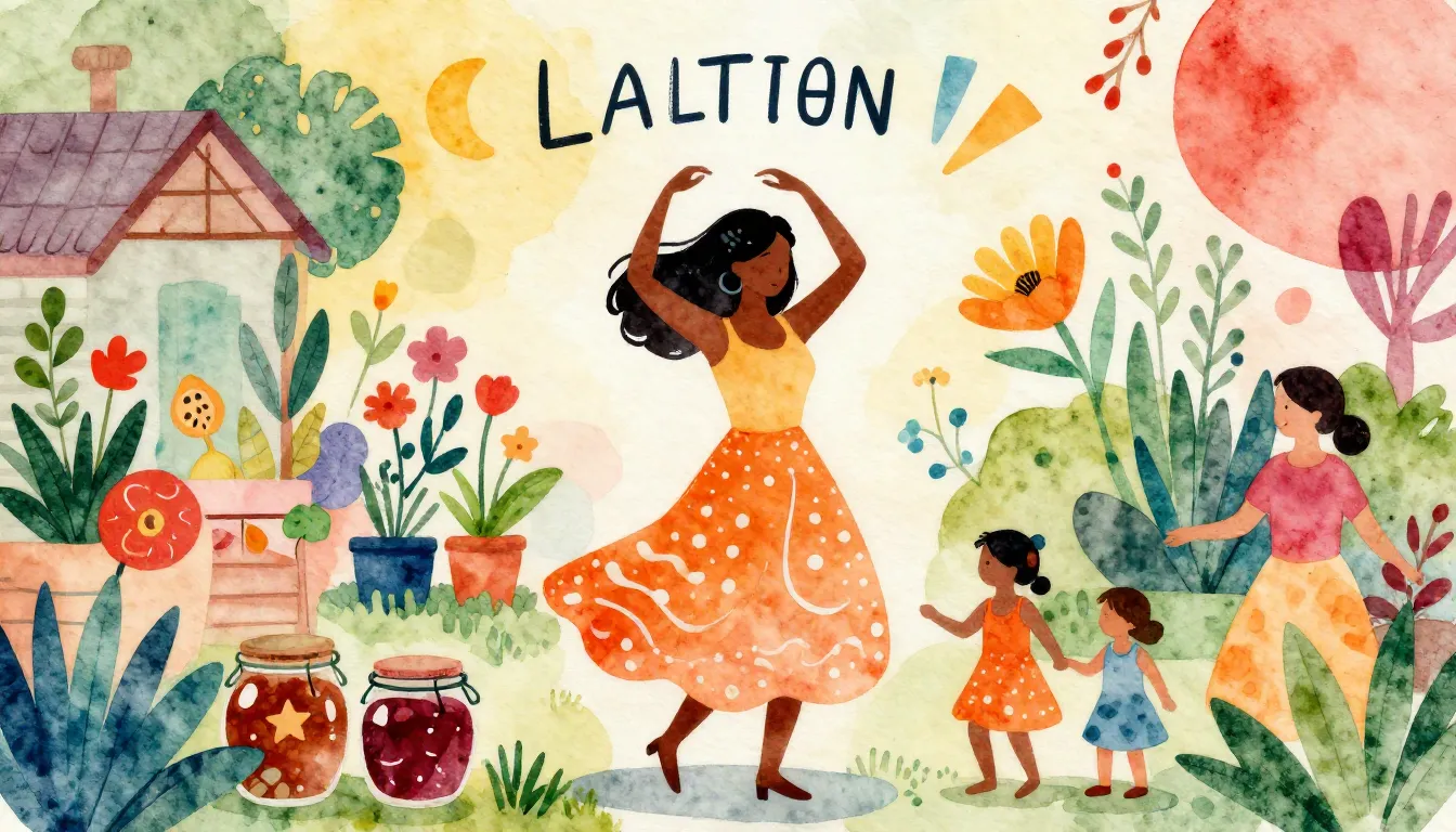 Vibrant watercolor style. Latin album cover, vibrant, festiv...