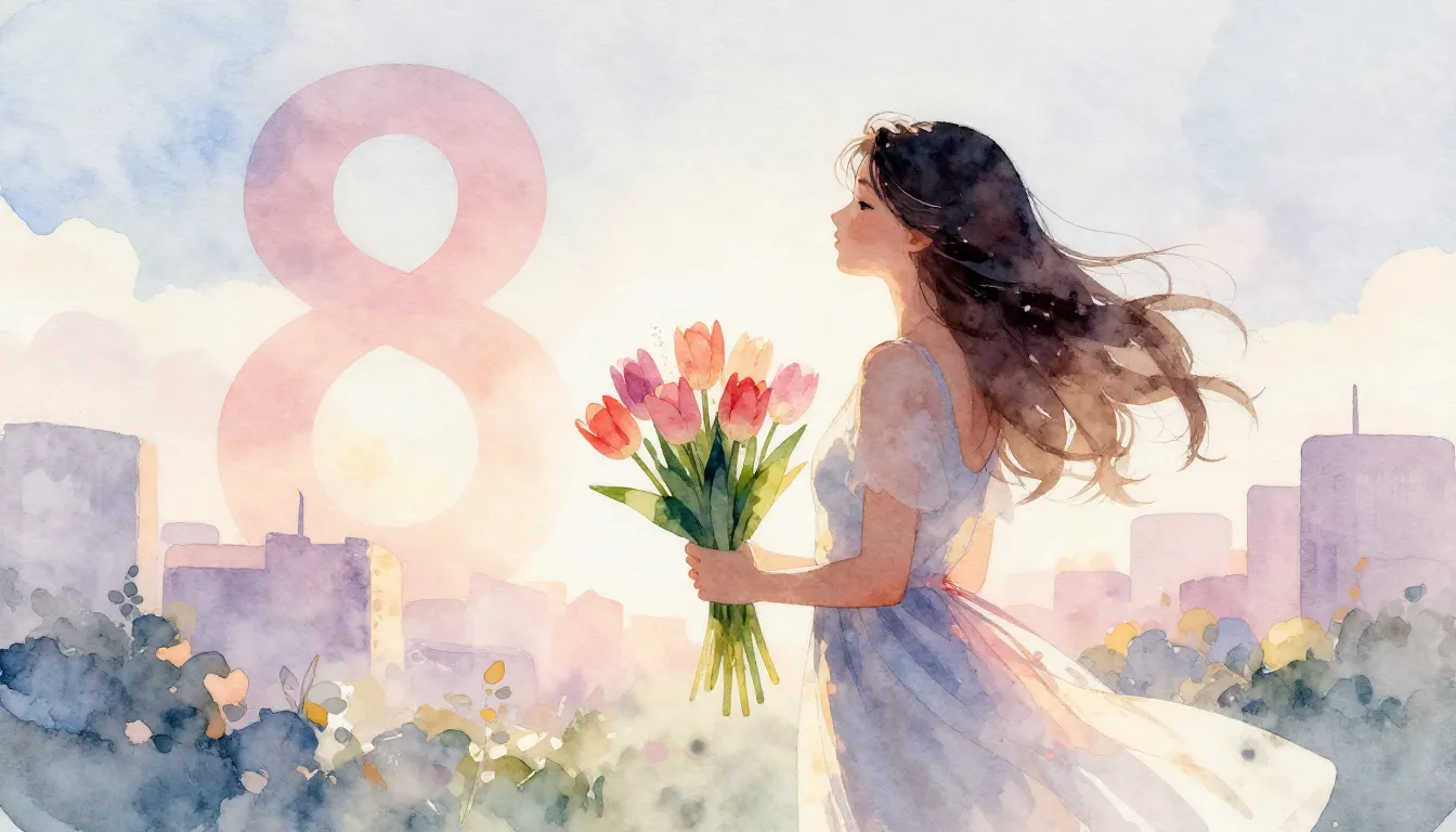 Watercolor style. Silhouette of a graceful woman holding a b...