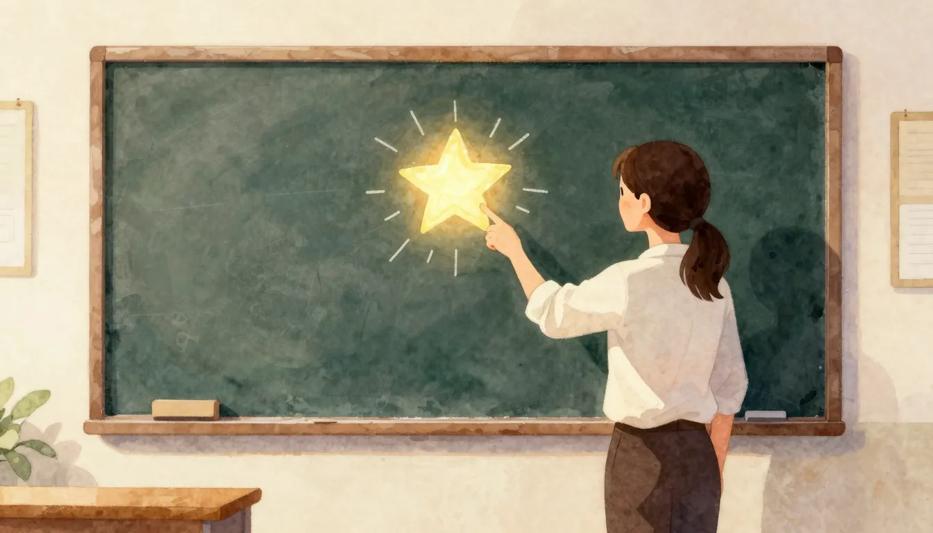 Watercolor style. A silhouette of a teacher standing in fron...