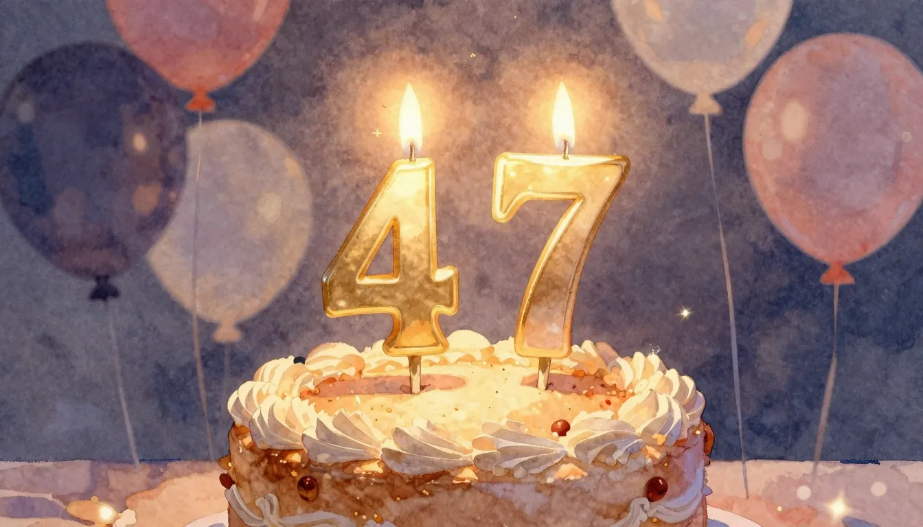 Watercolor style. A festive birthday cake with glowing candl...