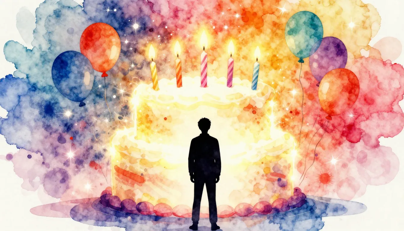 Watercolor style. Silhouette of a person standing in front o...