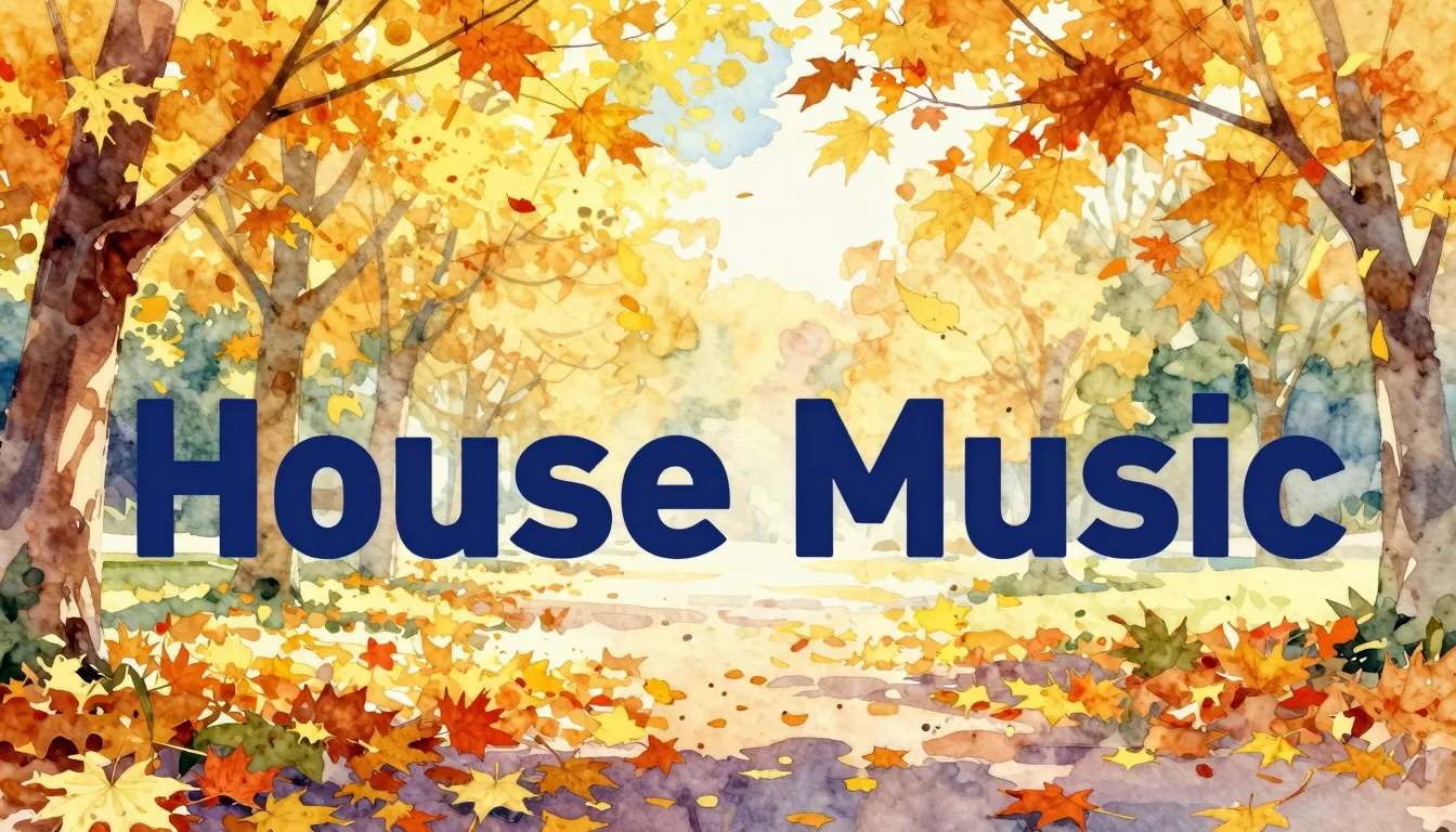 Vibrant watercolor style. House music album cover, nostalgic...