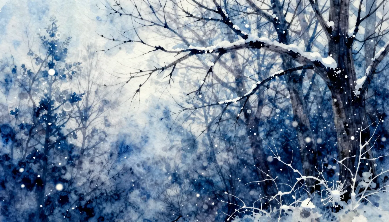 Vibrant watercolor style. Folk song album cover, blizzard, s...