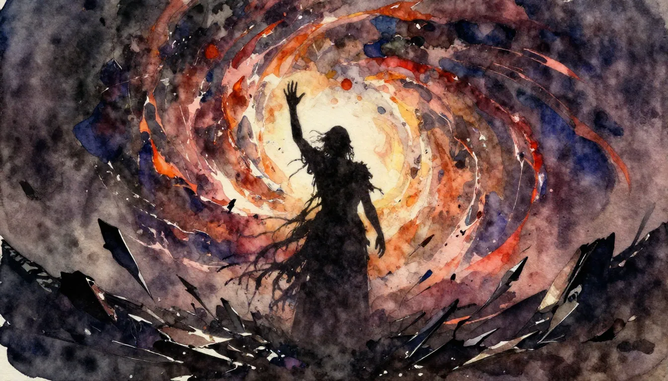 Vibrant watercolor style. Metal album cover. Dark, ominous, ...