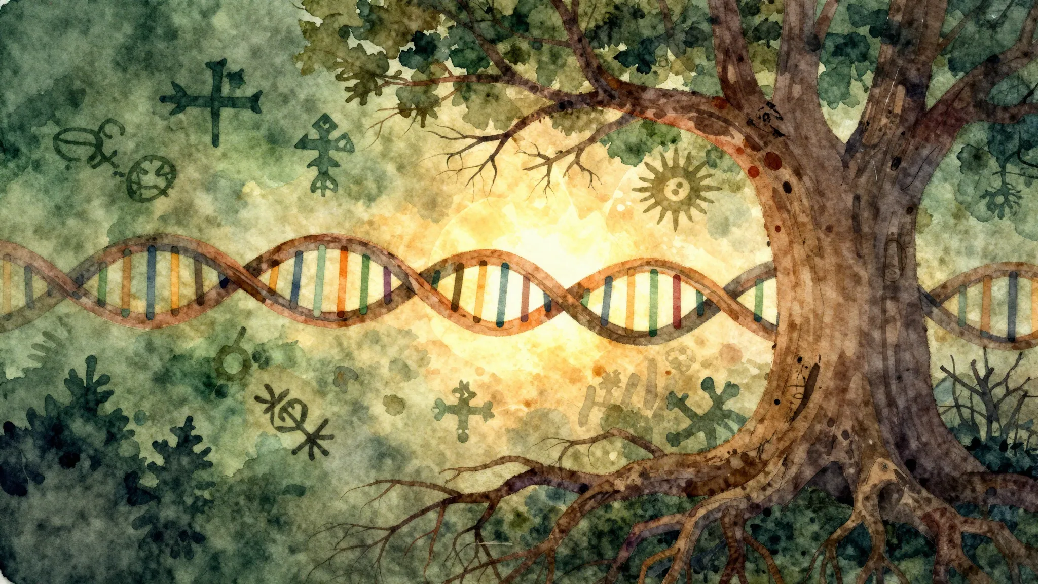 Vibrant watercolor style. Folk song album cover. Theme: Ance...