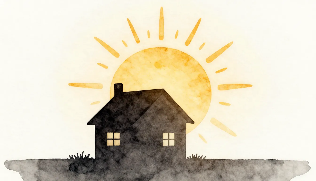 Watercolor style. A minimalist silhouette of a bright rising...