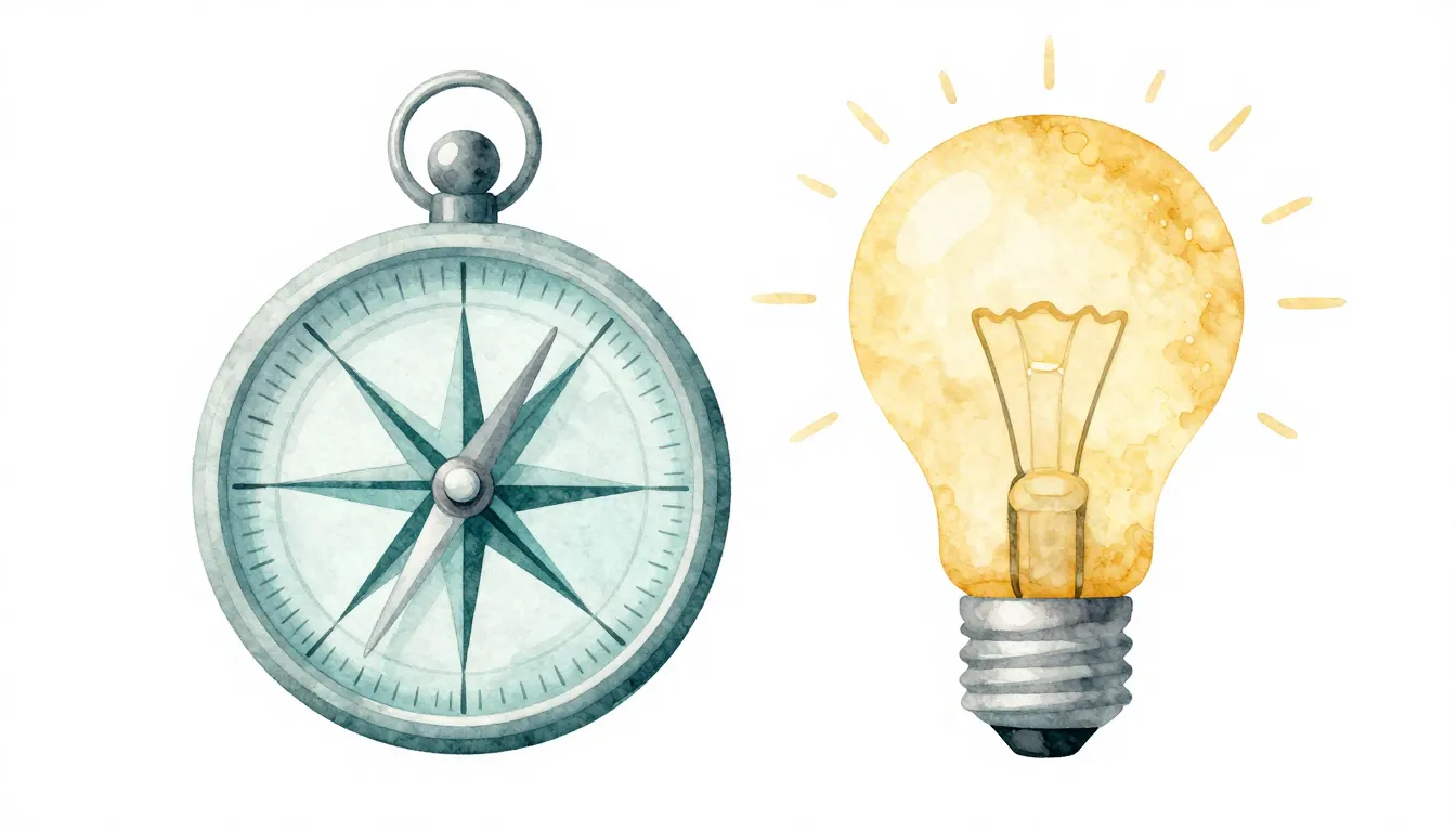 Watercolor style. Stylized illustration of a compass and a l...