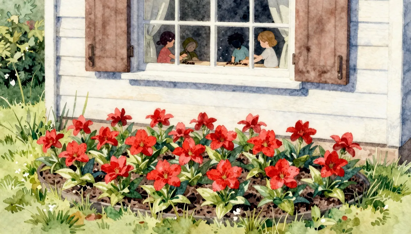 Watercolor style. A beautiful star-shaped flowerbed with bri...