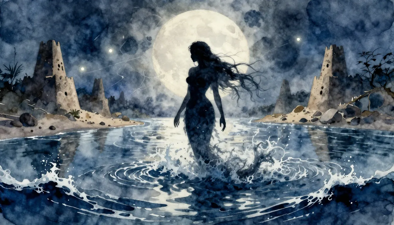 Vibrant watercolor style. Dark fantasy album cover, a myster...