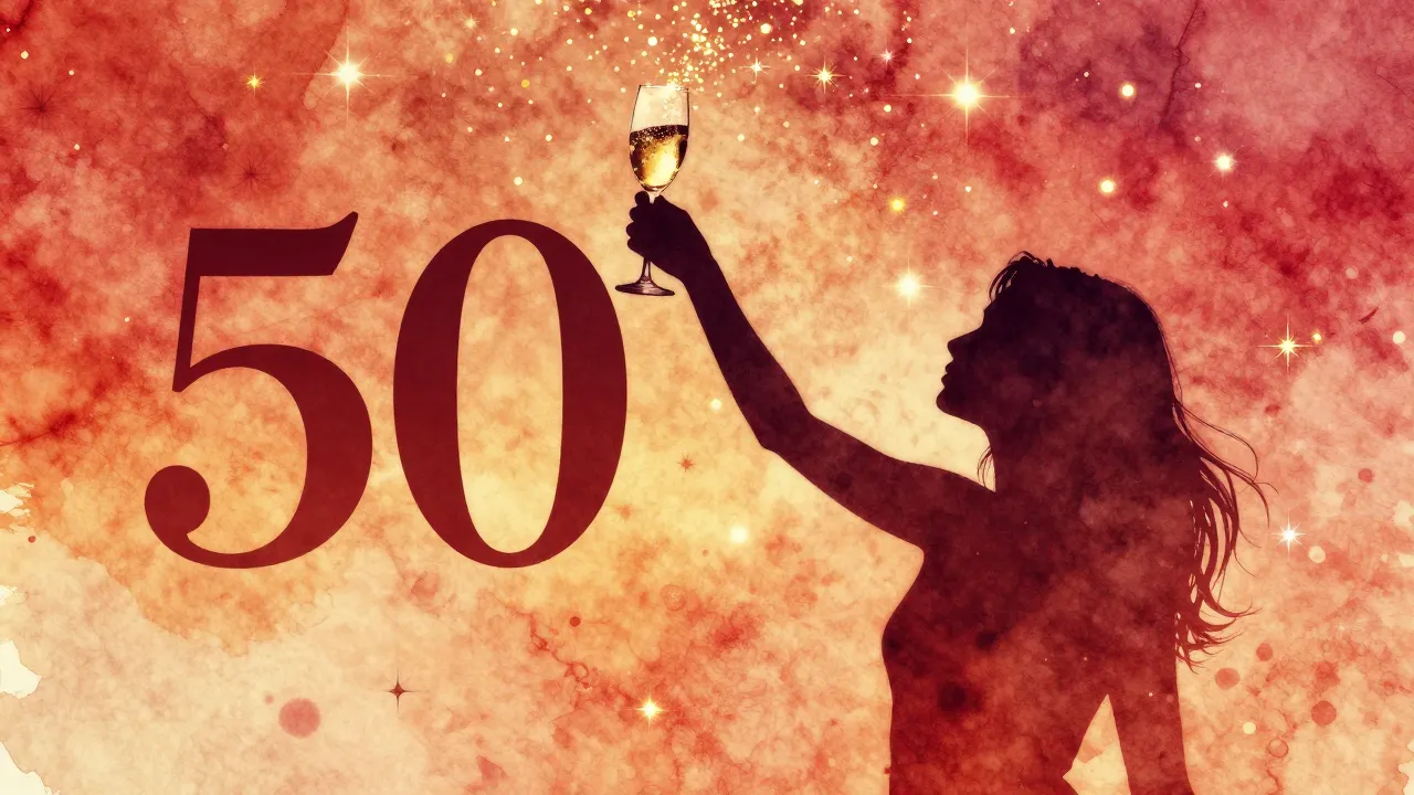 Vibrant watercolor style. Rock album cover, 50th birthday ce...
