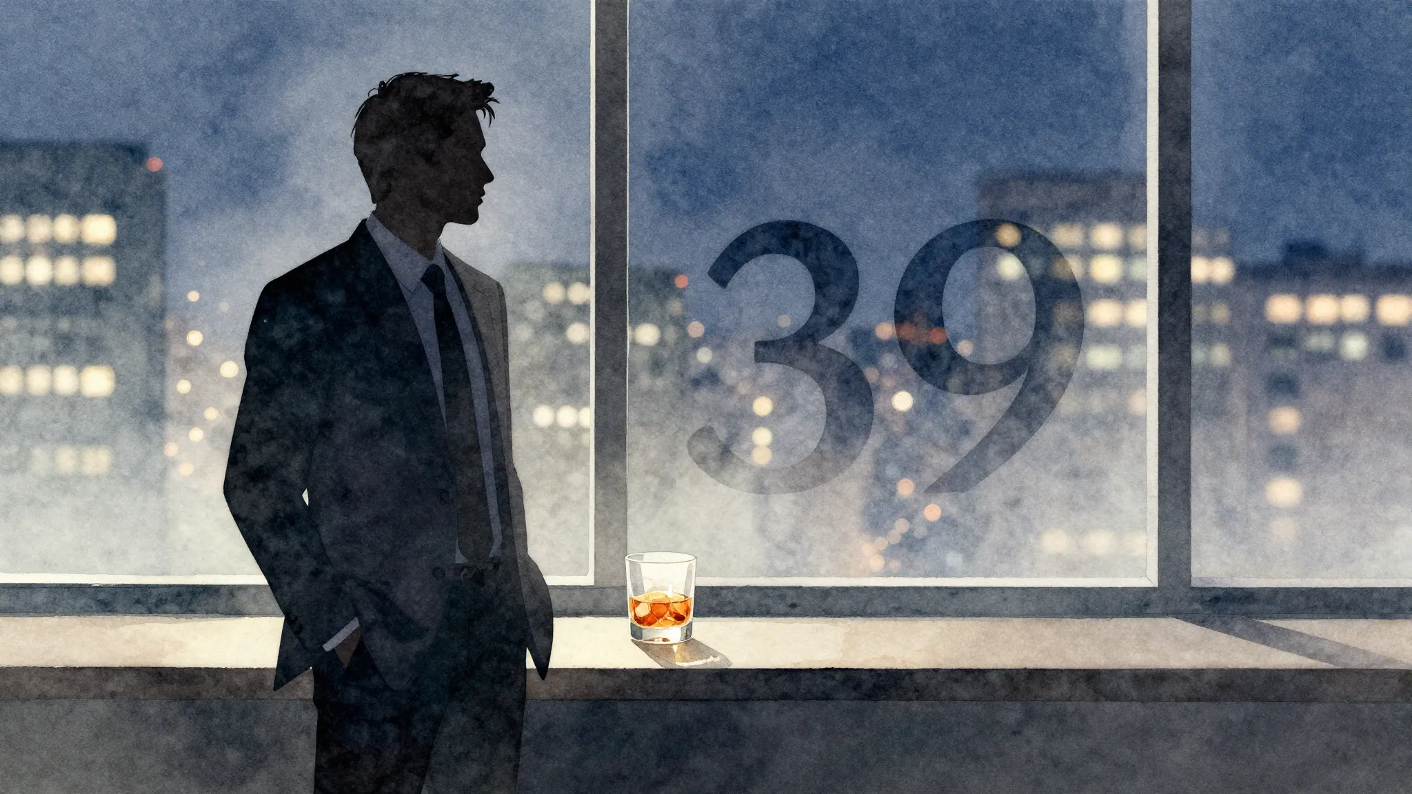 Watercolor style. Silhouette of a man in a suit standing by ...