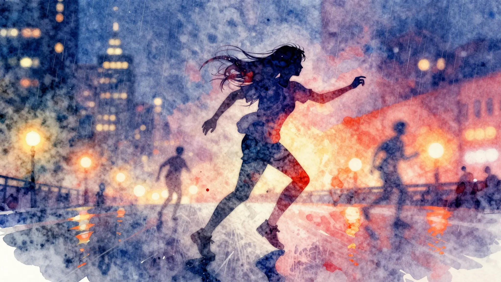 Vibrant watercolor style. Vibrant, energetic, youth, dancing...