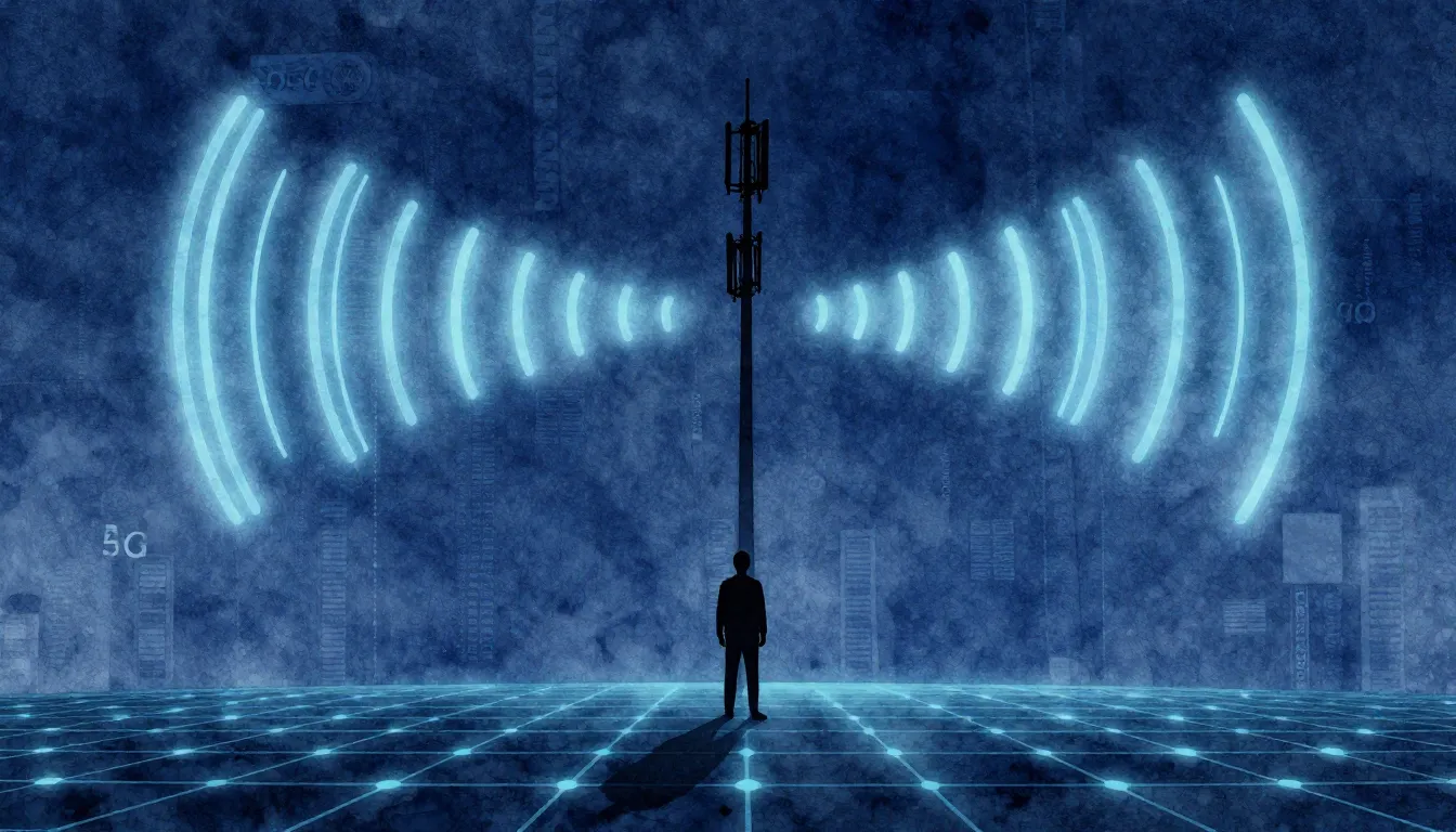 Watercolor style. Silhouette of a person standing near a tal...