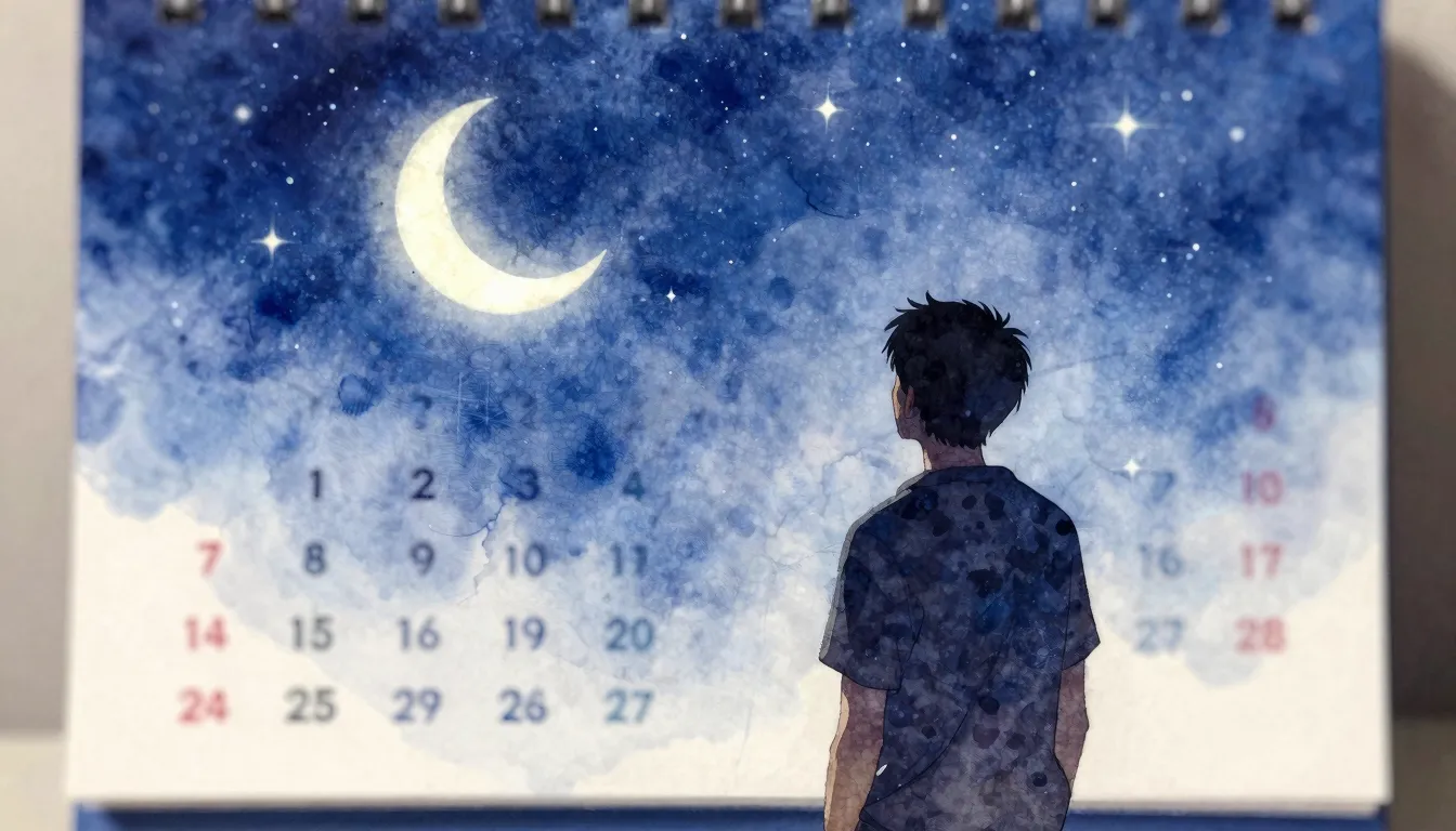 Watercolor style. A silhouette of a man looking at a starry ...