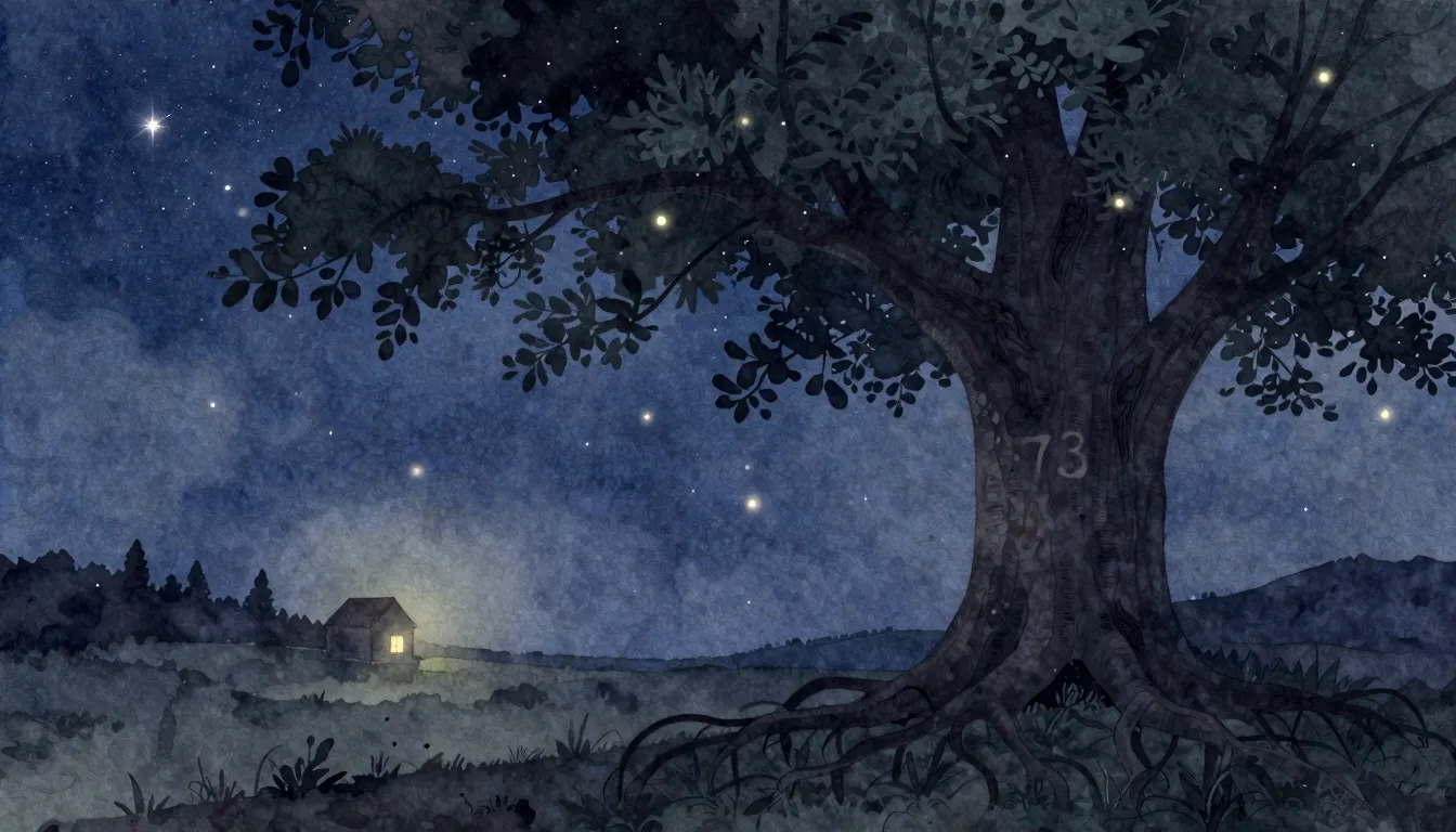 Watercolor style. A silhouette of a large, strong tree with ...