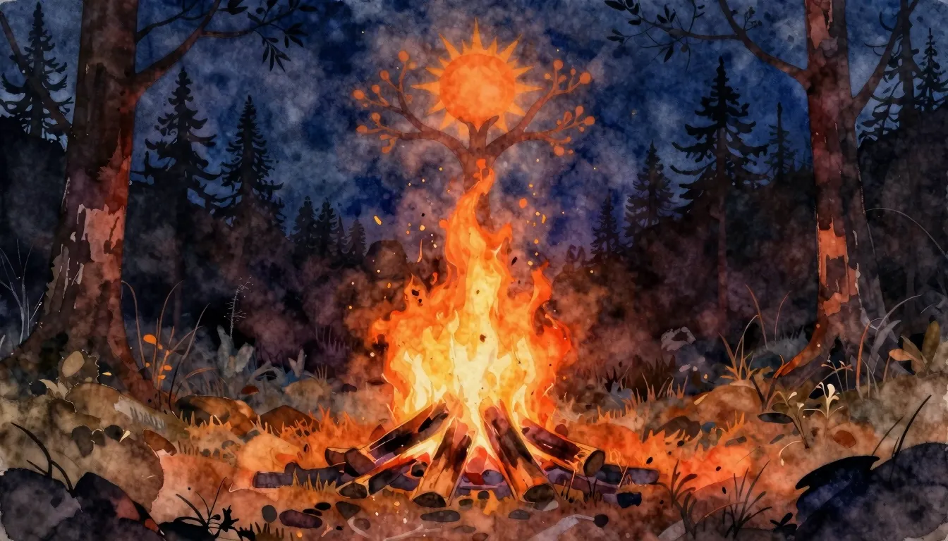 Vibrant watercolor style. Folk album cover: Ancient Slavic p...