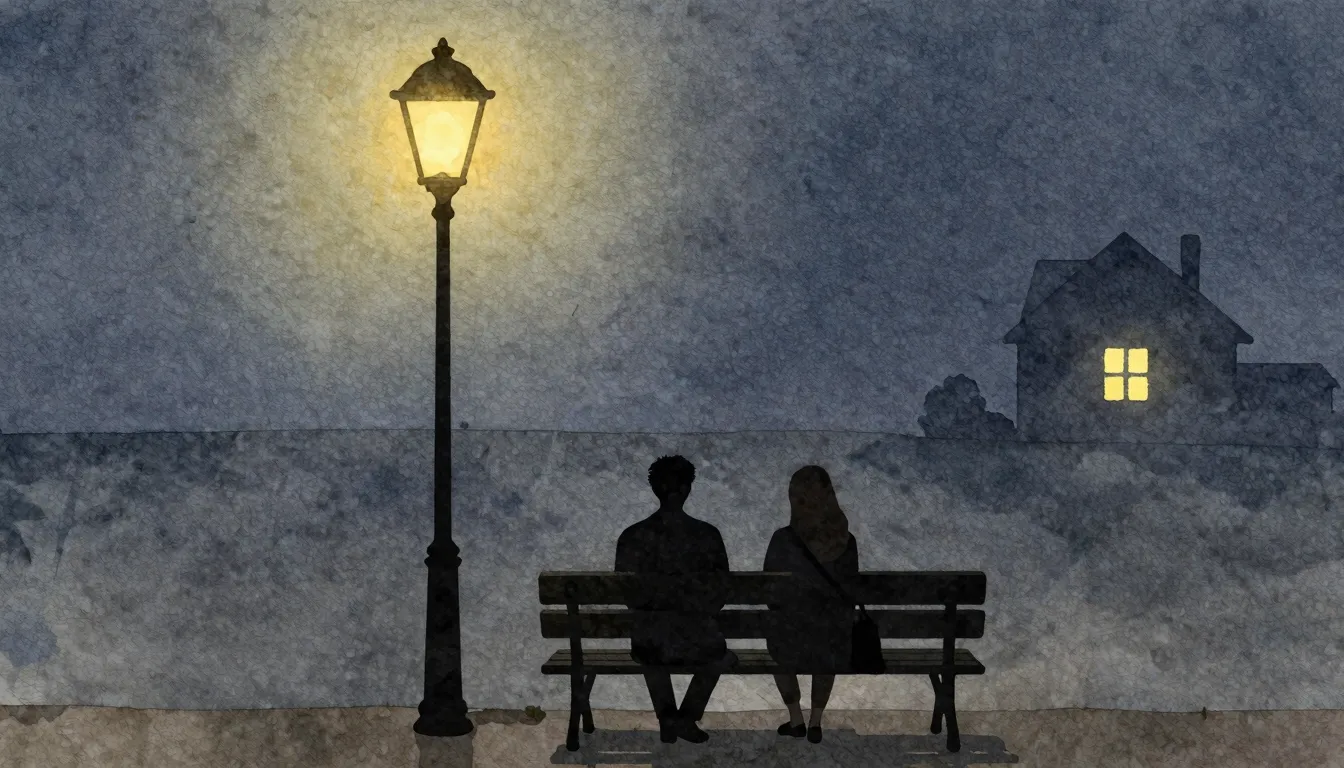 Watercolor style. Minimalist silhouette of two figures sitti...
