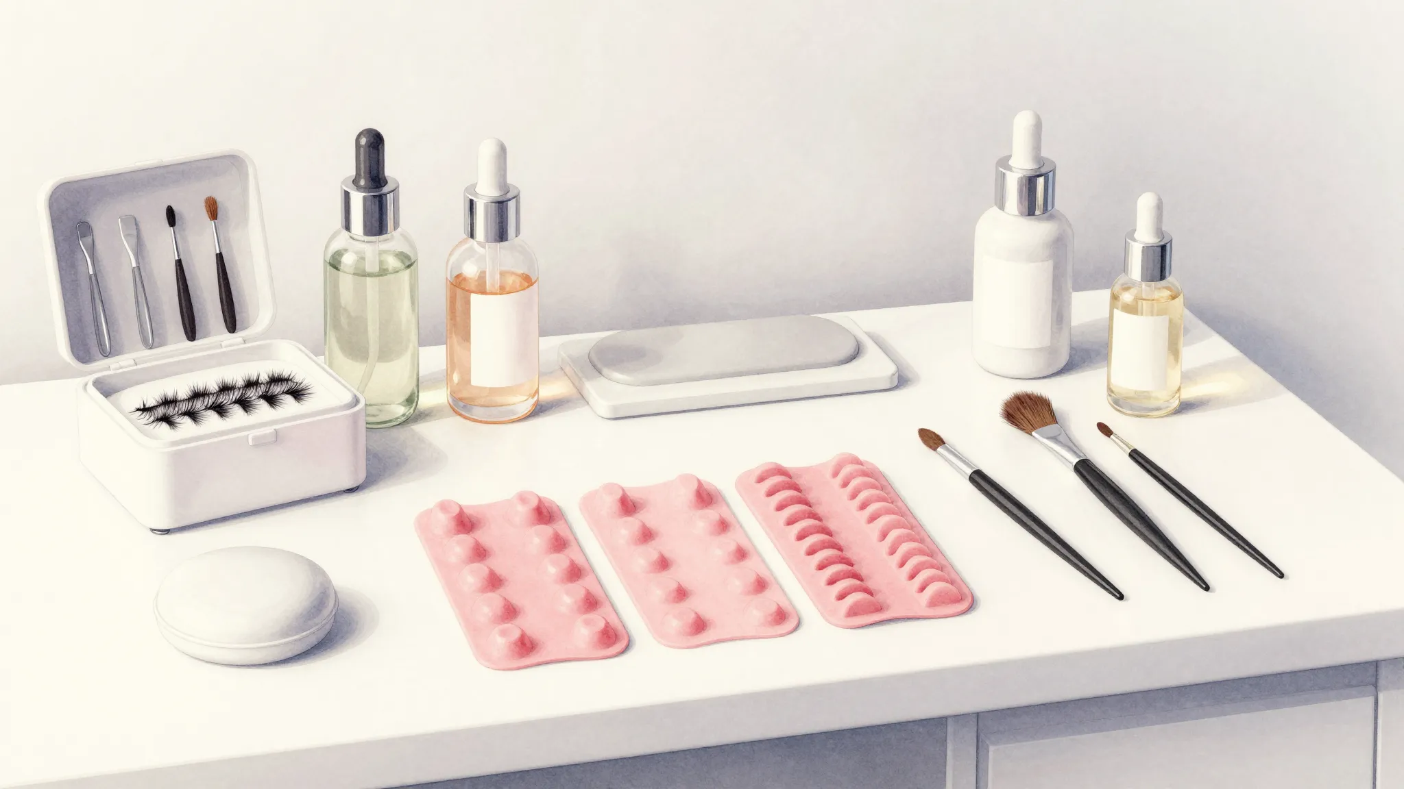 Watercolor style. Aesthetic beauty workspace, professional e...