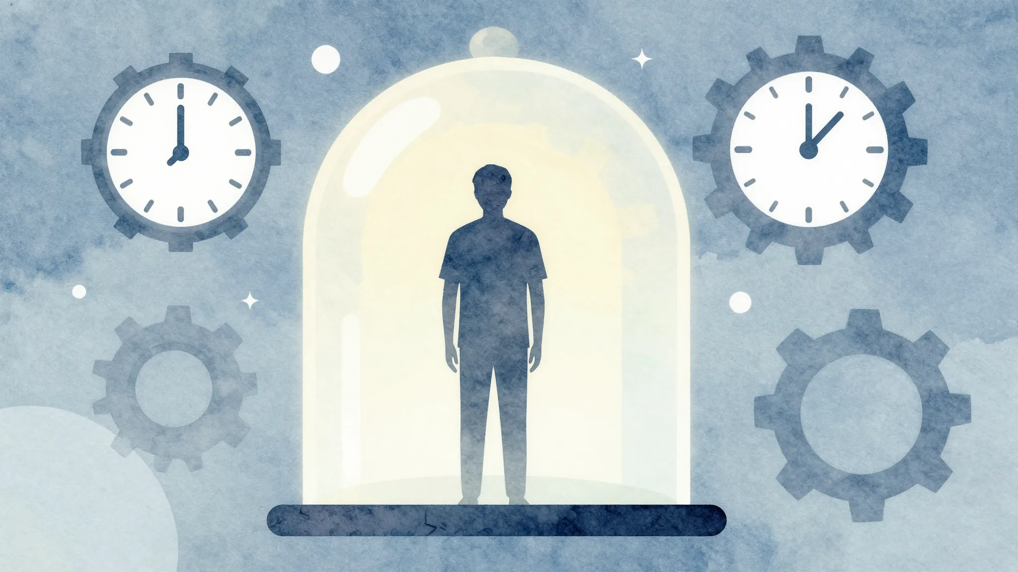 Watercolor style. A conceptual illustration of a silhouette ...