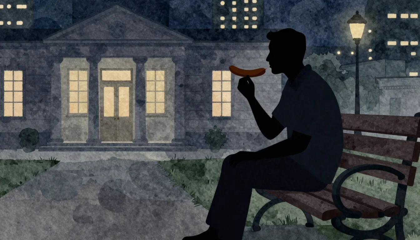 Watercolor style. A dark silhouette of a man sitting on a be...