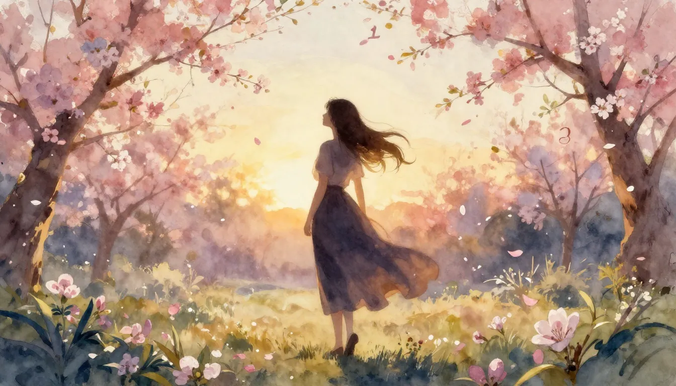 Watercolor style. A silhouette of a graceful woman standing ...
