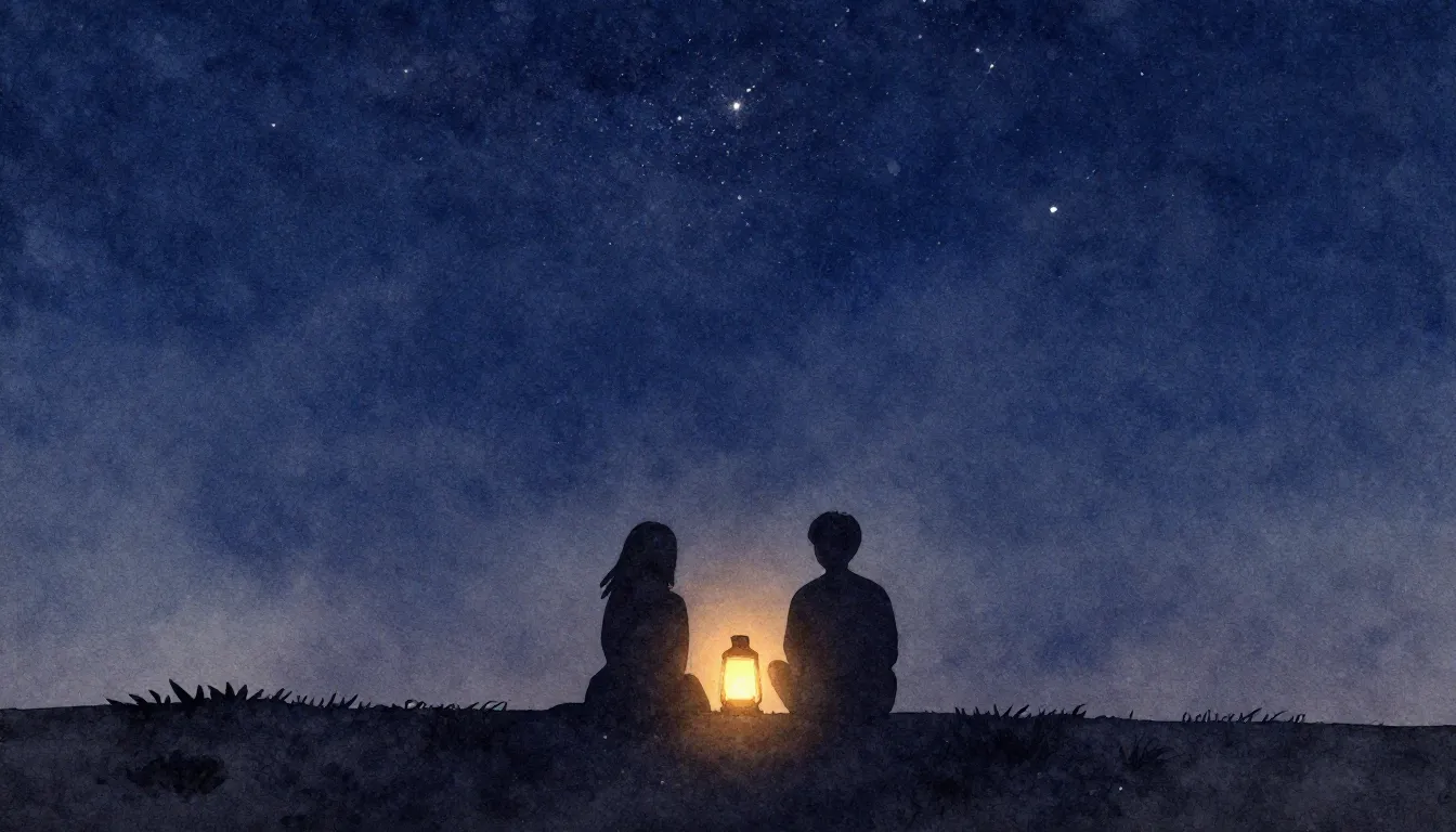 Watercolor style. Two silhouettes of friends sitting on a hi...