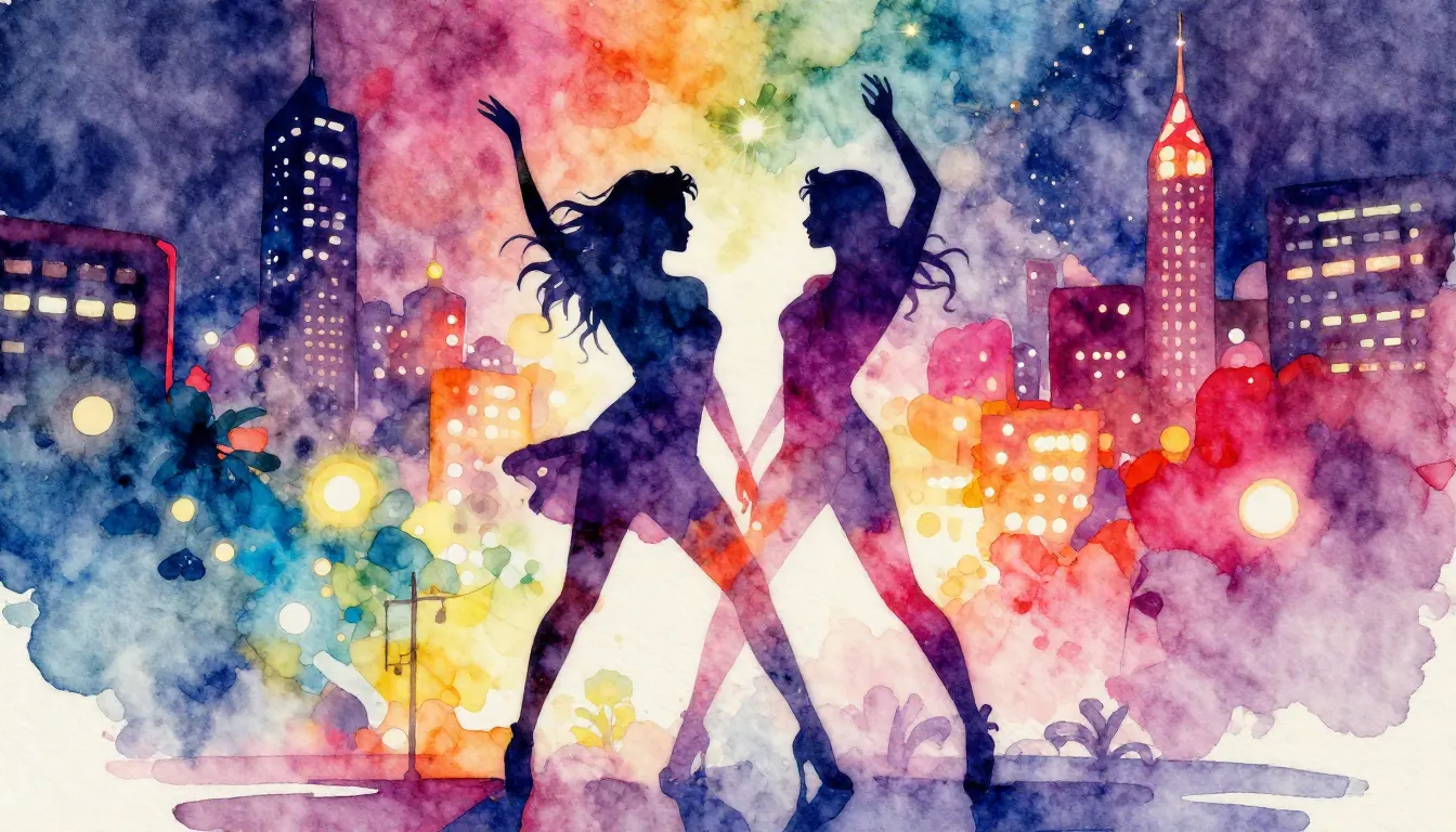 Vibrant watercolor style. Vibrant dance-pop album cover. Abs...